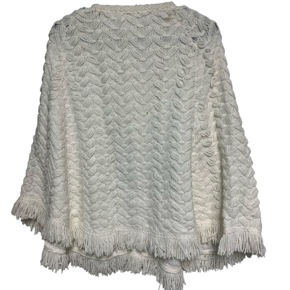 No Brand Vintage White Orlon Acrylic Knit Poncho Button Up Sweater One Size - Picture 5 of 5